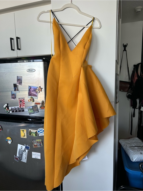 ASOS Dresses & Skirts - ASOS Mustard Yellow Asymmetrical V-Neck Dress with Crisscross Straps